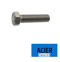 Vis TH filetage total DIN 933 classe 8.8 acier zingué 5 x 16