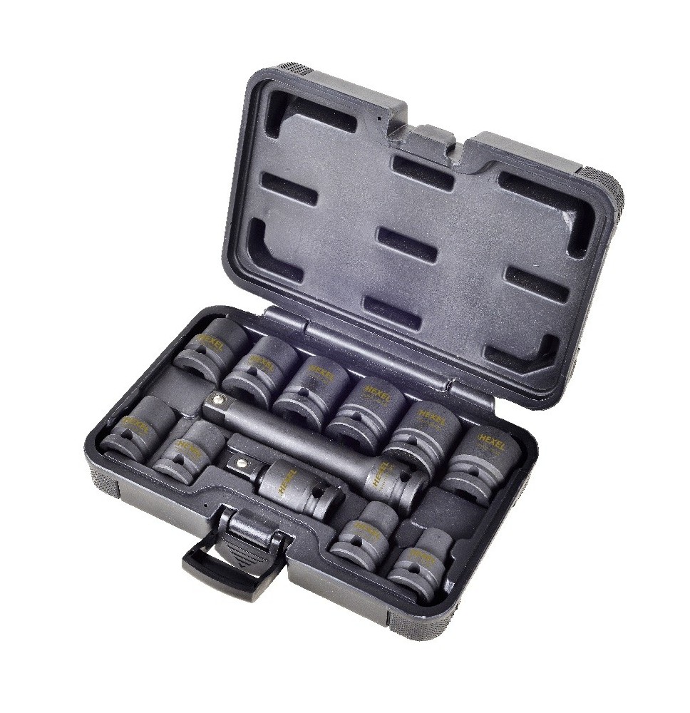 Coffret de douilles à choc 1/2" 12 Pièces HEXEL 3841 Coffret de douilles à choc 1/2" 12 Pièces HEXEL 3841
