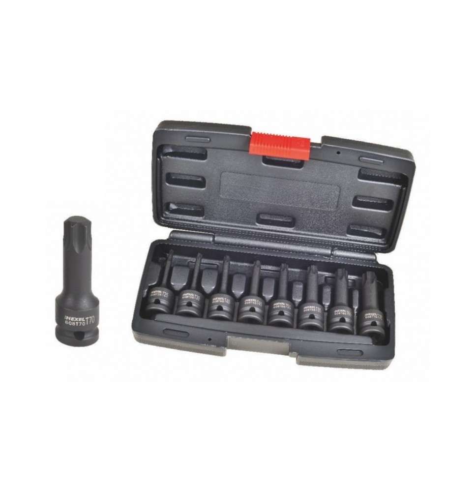 Coffret de douilles tournevis Torx à choc 1/2" 8 pièces HEXEL 608C8 Coffret de douilles tournevis Torx à choc 1/2" 8 pièces HEXEL 608C8