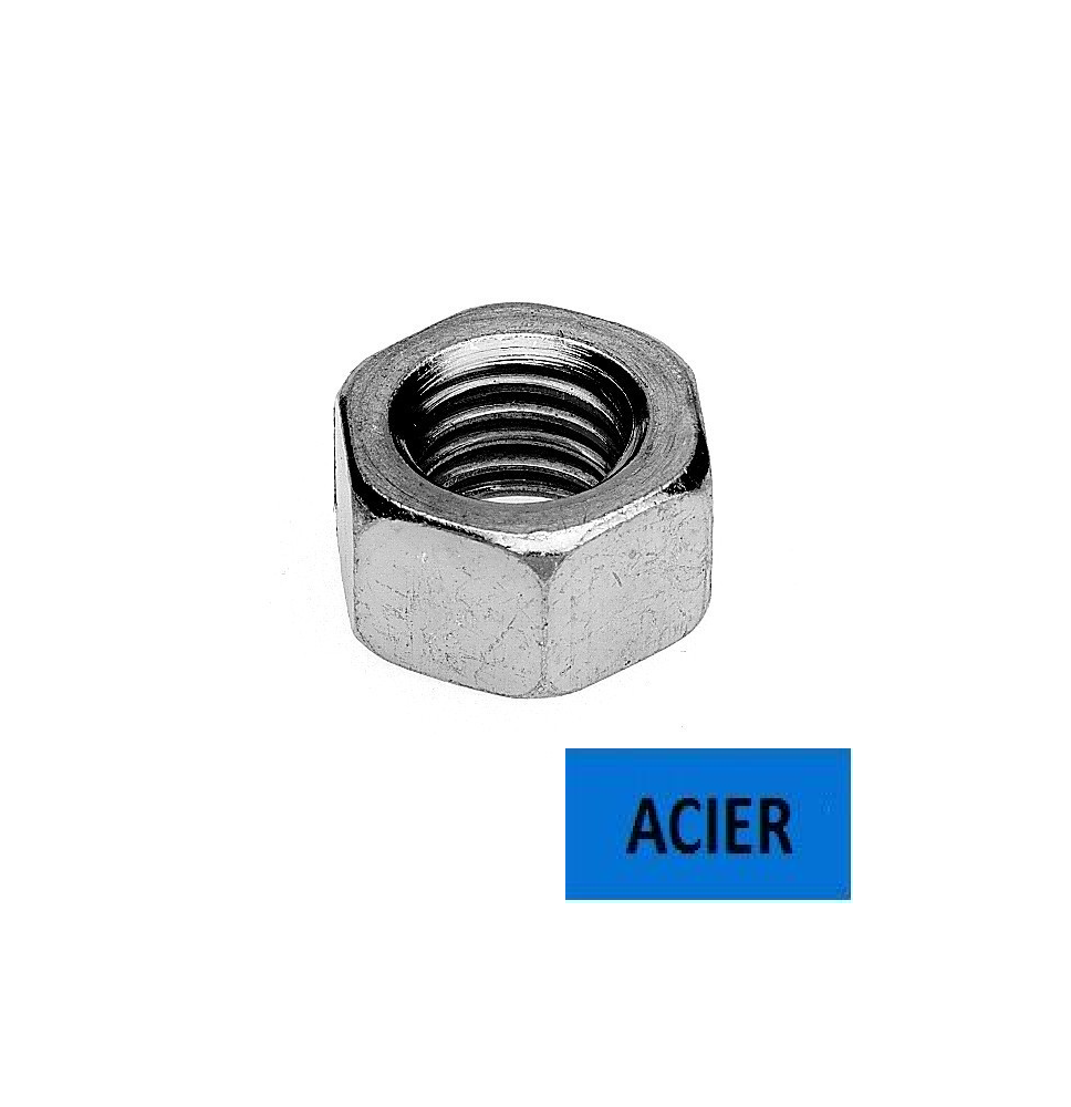 Ecrous hexagonaux DIN 934 classe 8.8 acier zingué Ø 36