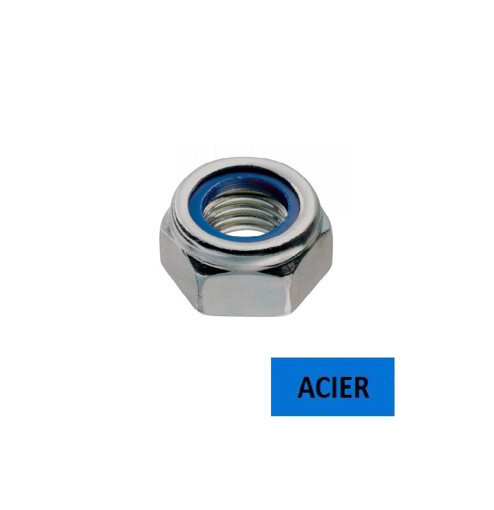 Ecrous frein bague nylon DIN 985/6-8 acier zingué Ø 5 Ecrous frein bague nylon DIN 985/6-8 acier zingué Ø 5