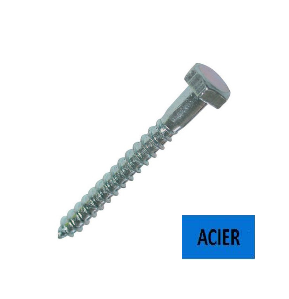 Tirefond DIN 571 acier zingué 10x50