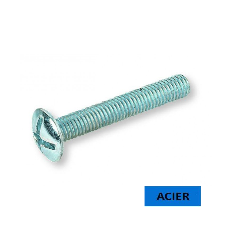Vis poeliers NFE25129 croix acier zingué 8x30 Vis poeliers NFE25129 croix acier zingué 8x30