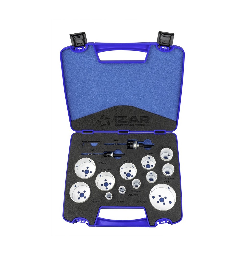 Jeu de 12 trépans (19, 22, 25, 32, 35, 38, 43, 51, 57, 60, 64, 76 mm) Jeu de 12 trépans (19, 22, 25, 32, 35, 38, 43, 51, 57, 60, 64, 76 mm)