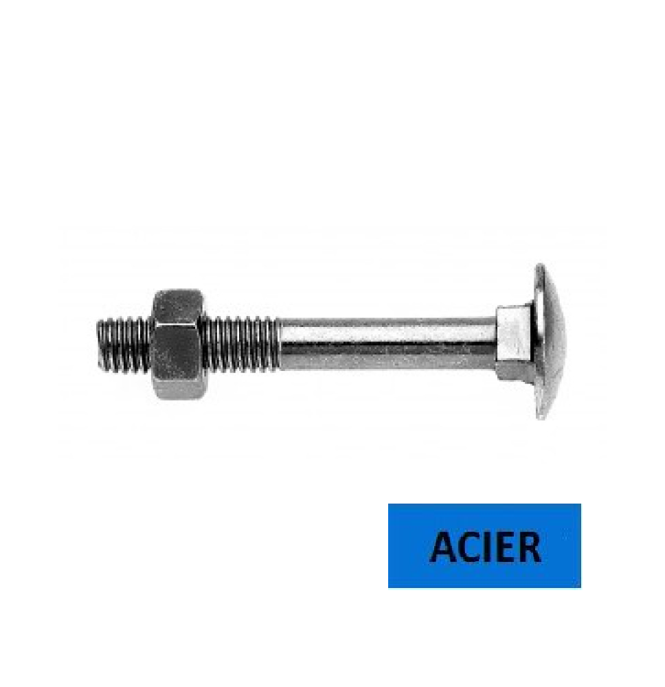 Boulon TRCC DIN 603 acier zingué 8 x 90 Boulon TRCC DIN 603 acier zingué 8 x 90