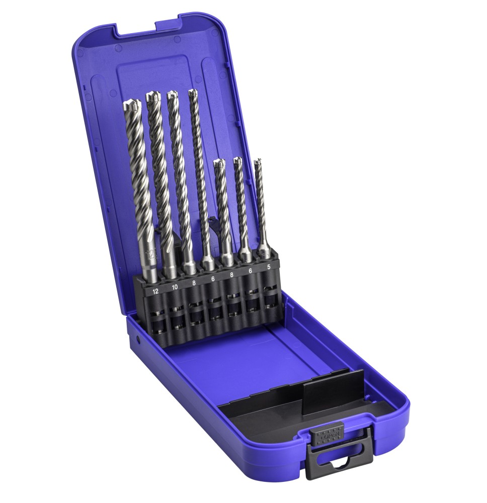 Coffret de forets SDS-Plus 4 taillants 7 pièces