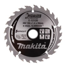 Lame Carbure Bois Ø 136 mm - Ep. 1.4 mm- Z. 25 - Al. 20 MAKITA E-12120
