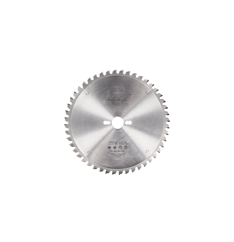 Lame scie circulaire bois  Ø 260 mm - Ep. 2.5 - Z. 48 - Al. 30