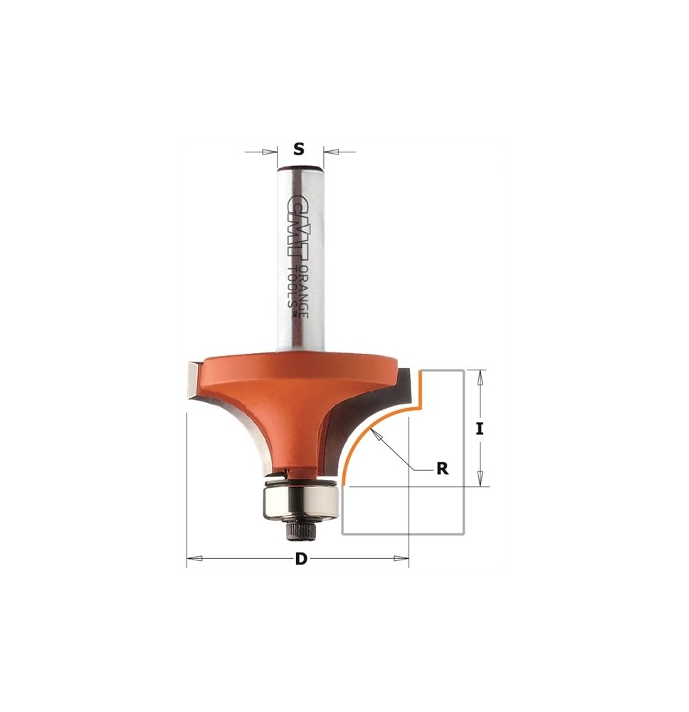 Fraise pour 1/4 de rond Ø 31.7 Q.8 R 9.5 Guide à billes