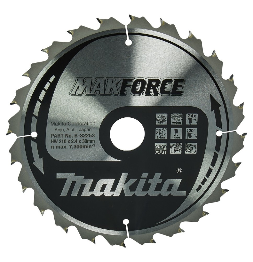 Lame carbure "MakForce" bois 210x30x24 MAKITA B-32253