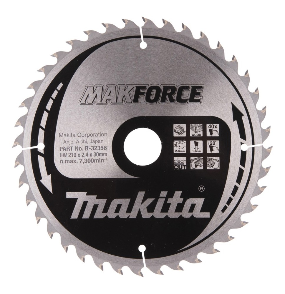 Lame carbure "MakForce" bois 210x30x40 MAKITA B-32356