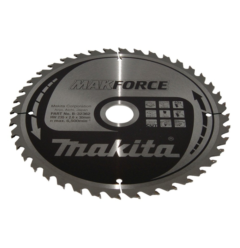 Lame carbure "MakForce" bois 235x30x40 MAKITA B-32362