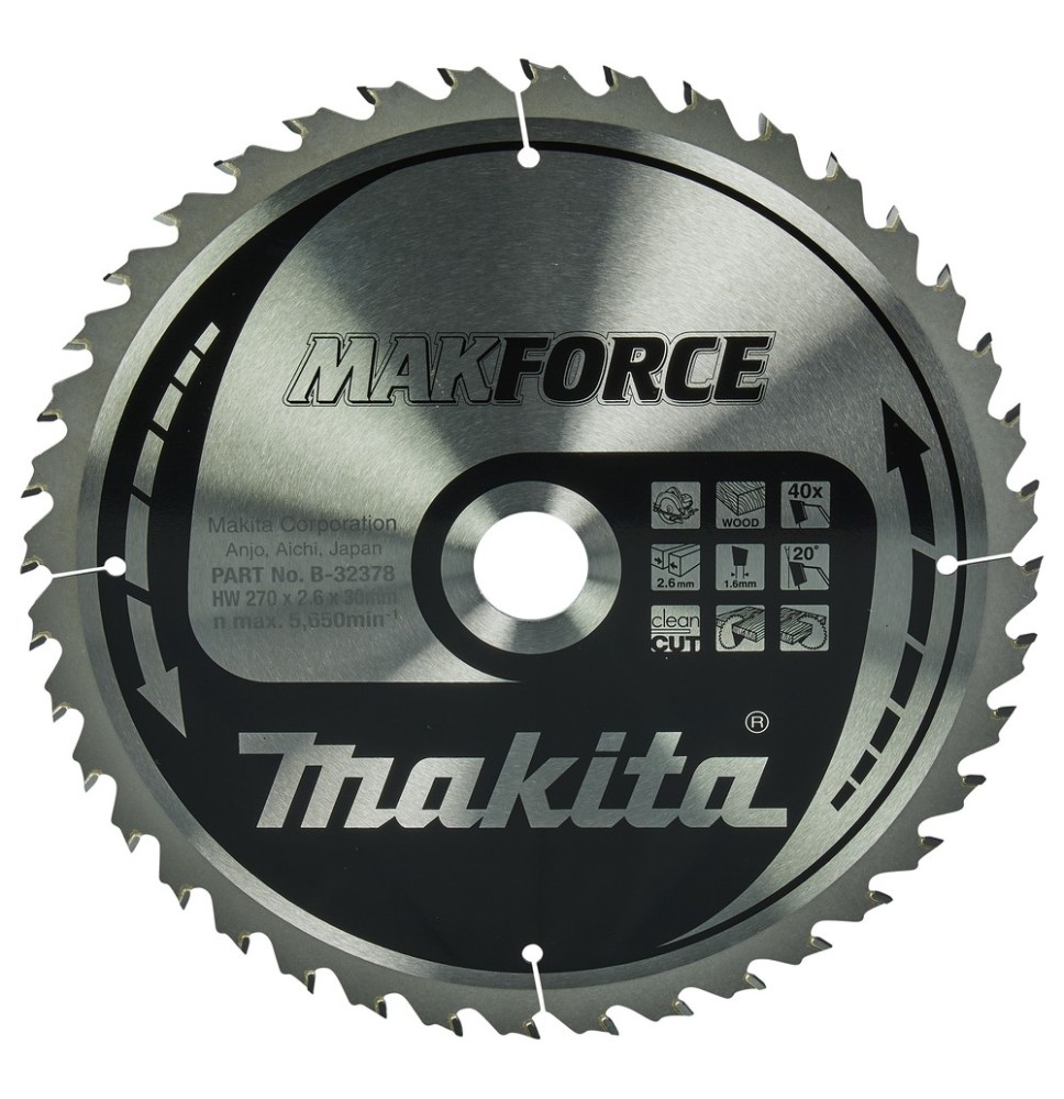 Lame carbure "MakForce" bois 270x30x40 MAKITA B-32378 Lame carbure "MakForce" bois 270x30x40 MAKITA B-32378