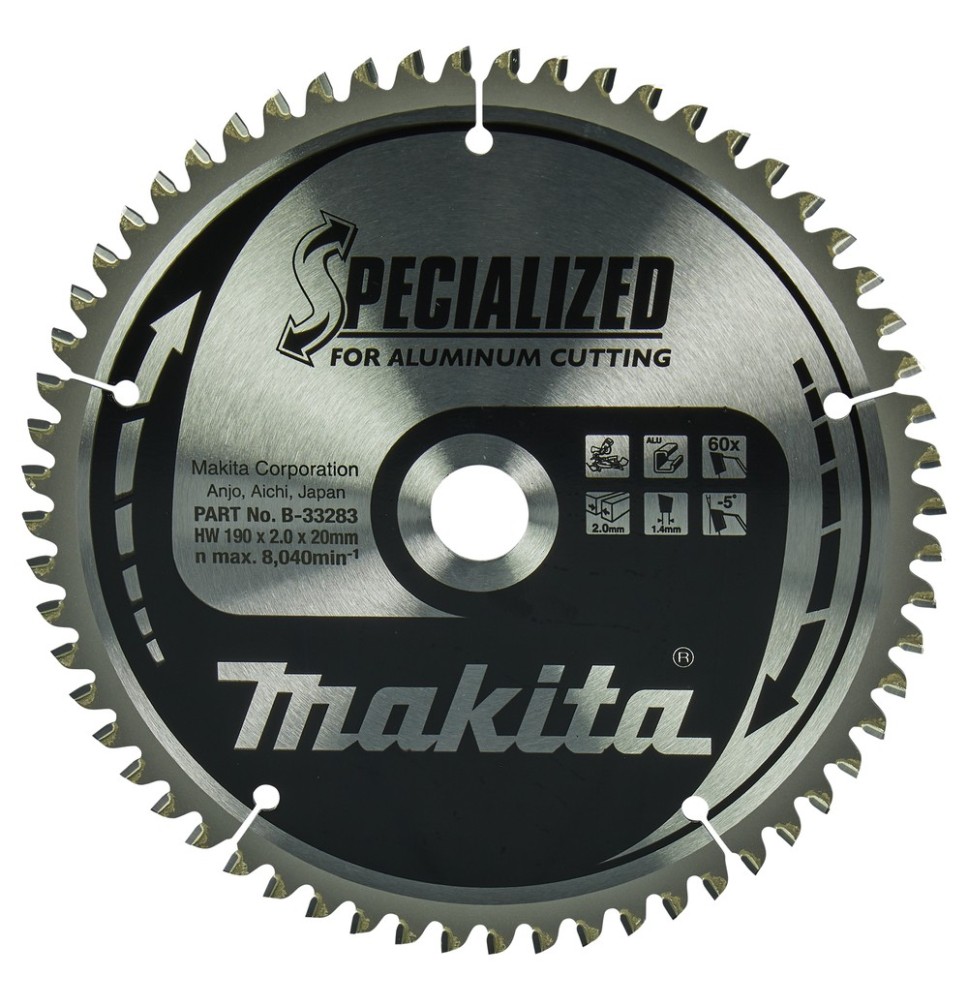 Lame carbure "Specialized" Aluminium 190x20x60 MAKITA B-33283