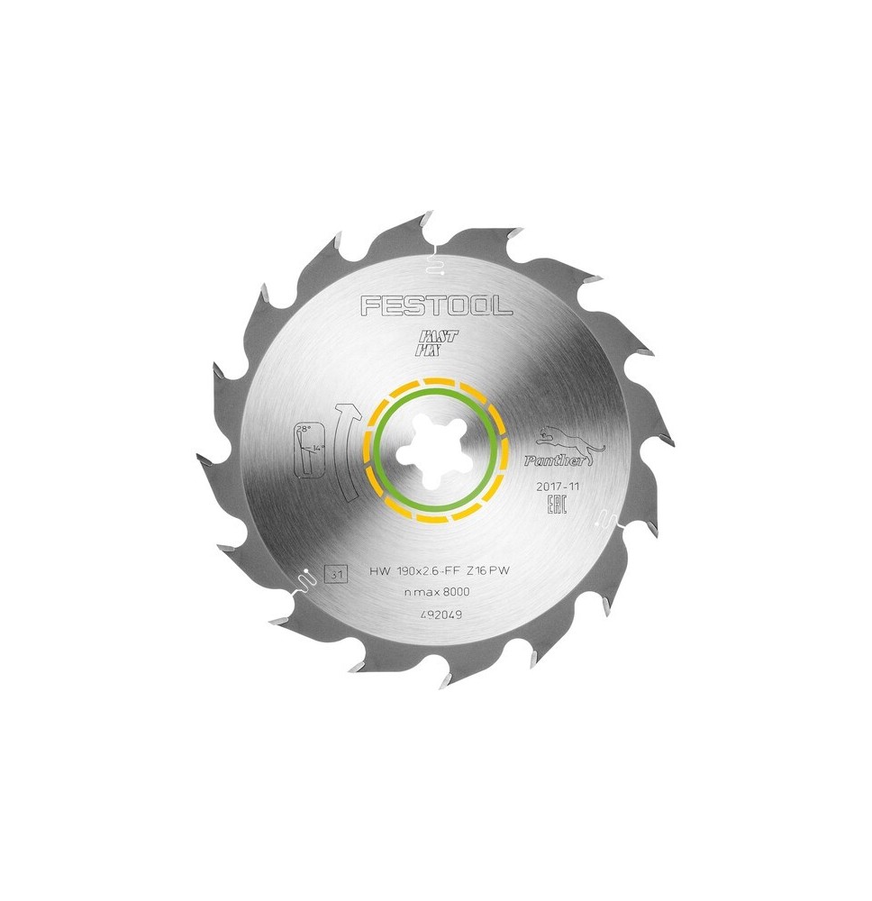Lame de scie circulaire HW 190x2,6 FF PW16 WOOD RIP CUT FESTOOL 492049