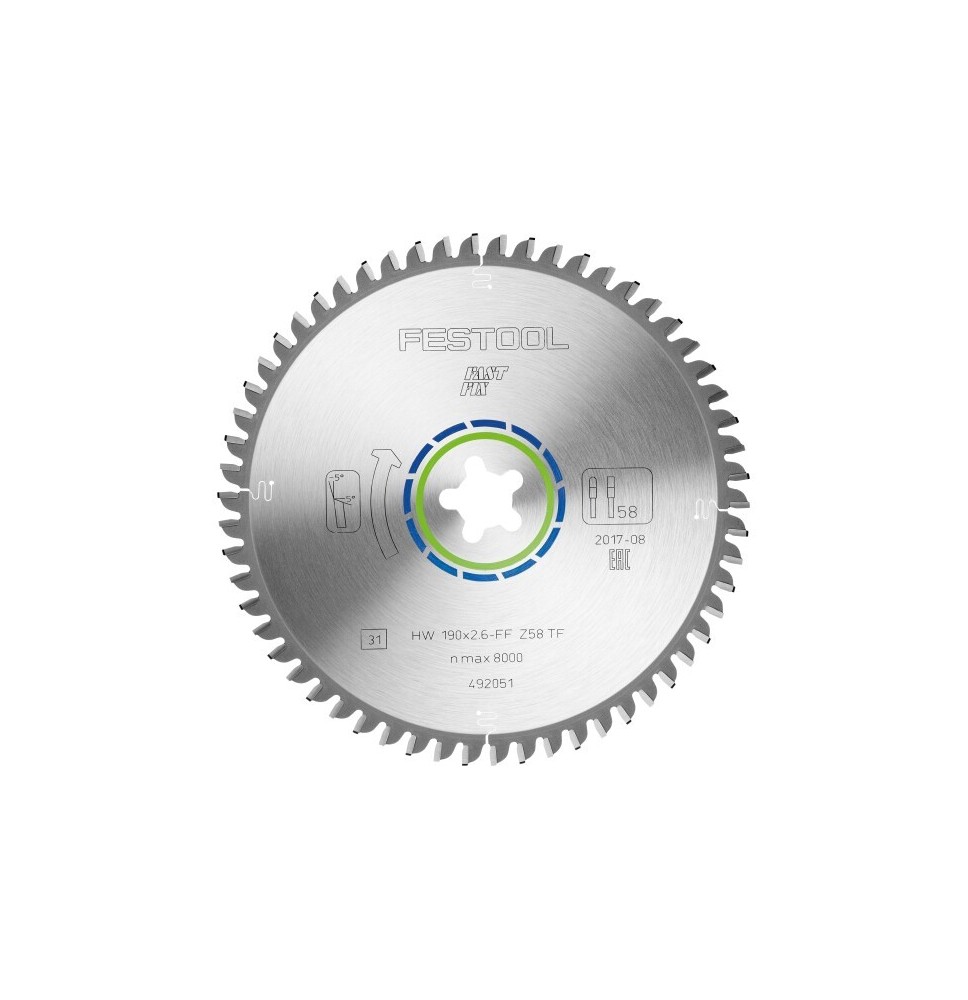 Lame de scie circulaire HW 190x2,6 FF TF58 ALUMINIUM/PLASTICS FESTOOL 492051