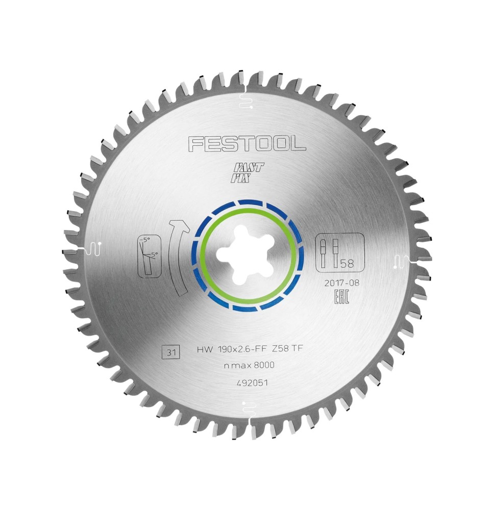 Lame scie circulaire HW 190x2,6 FF TF58 ALUMINIUM/PLASTICS FESTOOL 492051