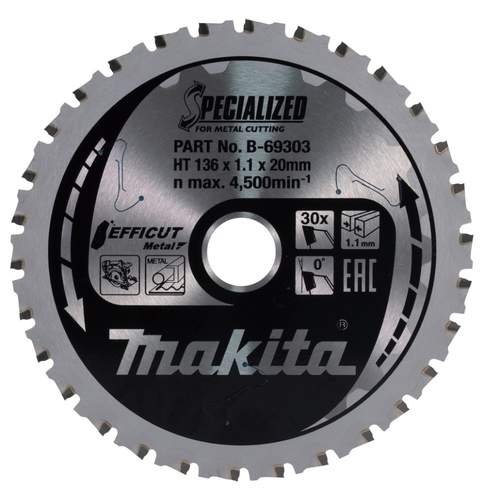 Lame scie circulaire carbure "Specialized" métal 136x20x30 MAKITA B-69303