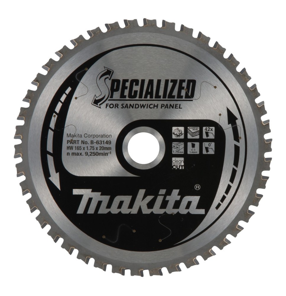Lame scie circulaire "Specialized" panneau sandwich 165x20 mm 42D MAKITA B-63149