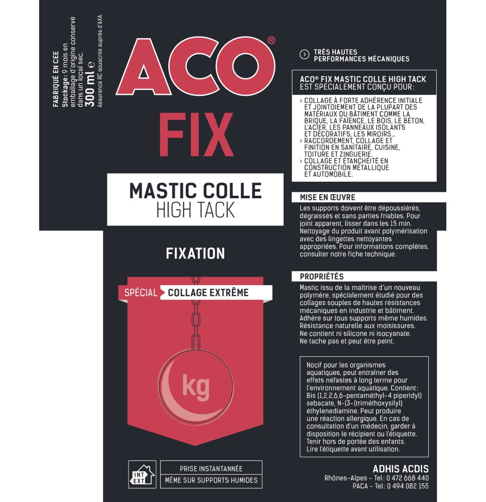 Colle ACOFIX HIGH TACK 300 Ml Blanc
