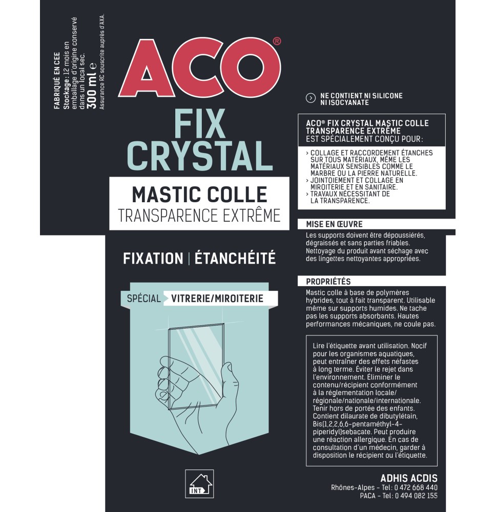 Mastic colle hybride CRYSTALFLEX 530 300 ml Transparent