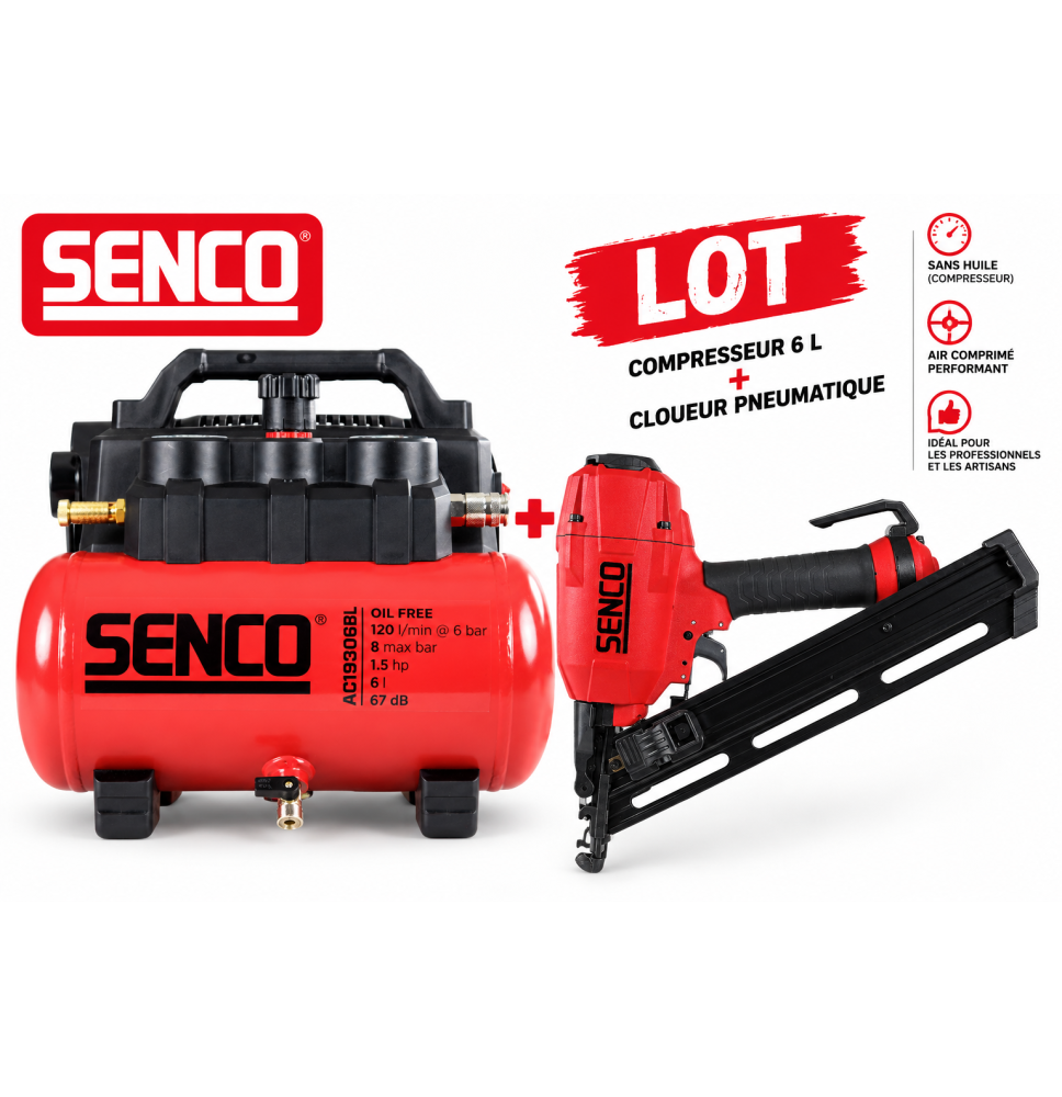 Lot Compresseur et cloueur de finition (DA) AC19306BL + FINISHPRO35BL